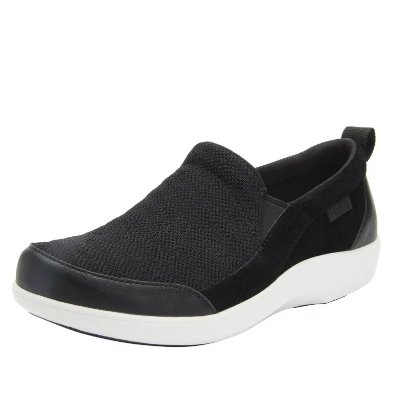 TRAQ by Alegria Womens Melodiq Smart Slip-On Walking Shoe -- Black Waves NEW
