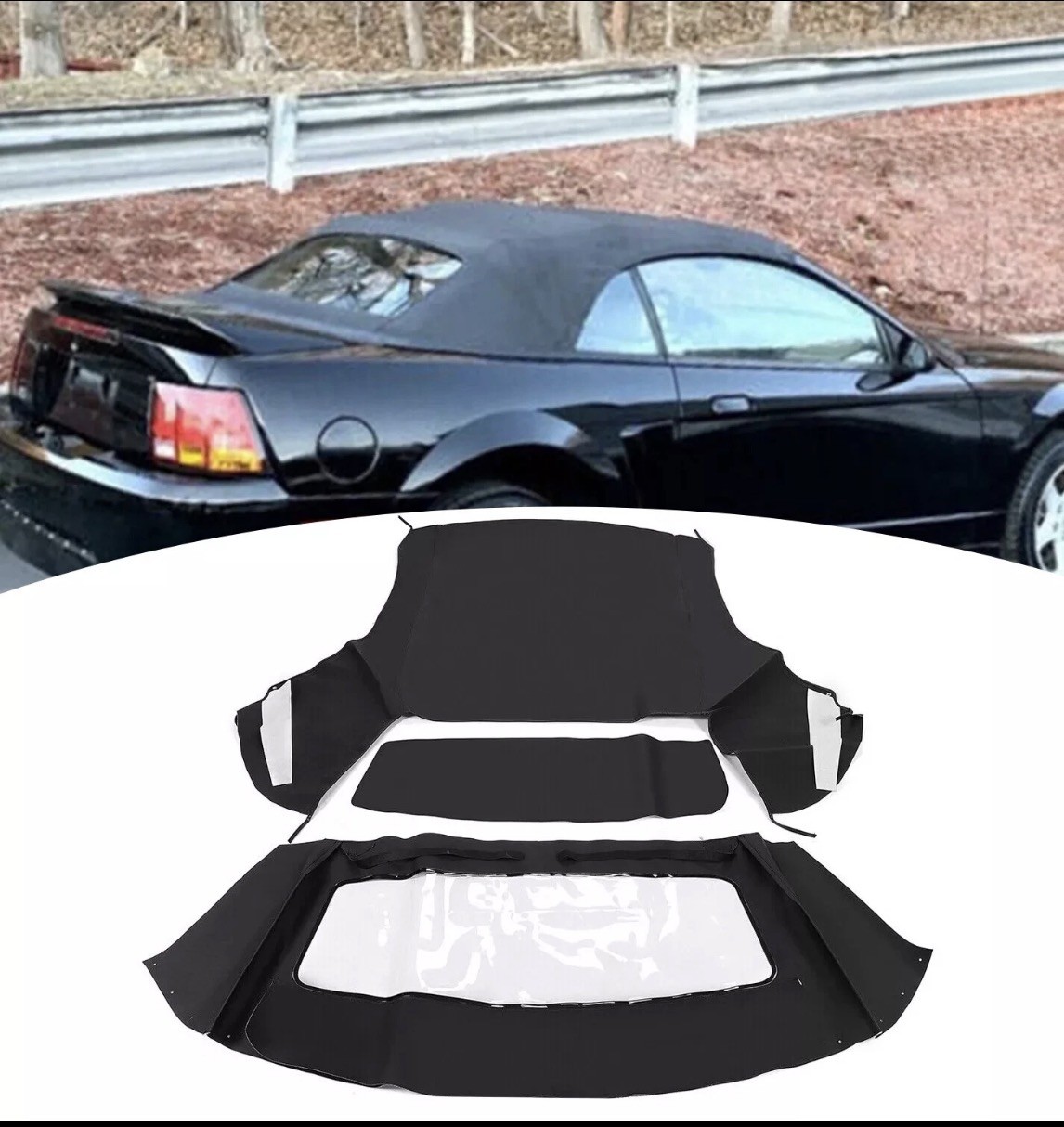 For Ford mustang Convertible 1994 1995 -2003 2004 Soft top W/window BlK Plastic