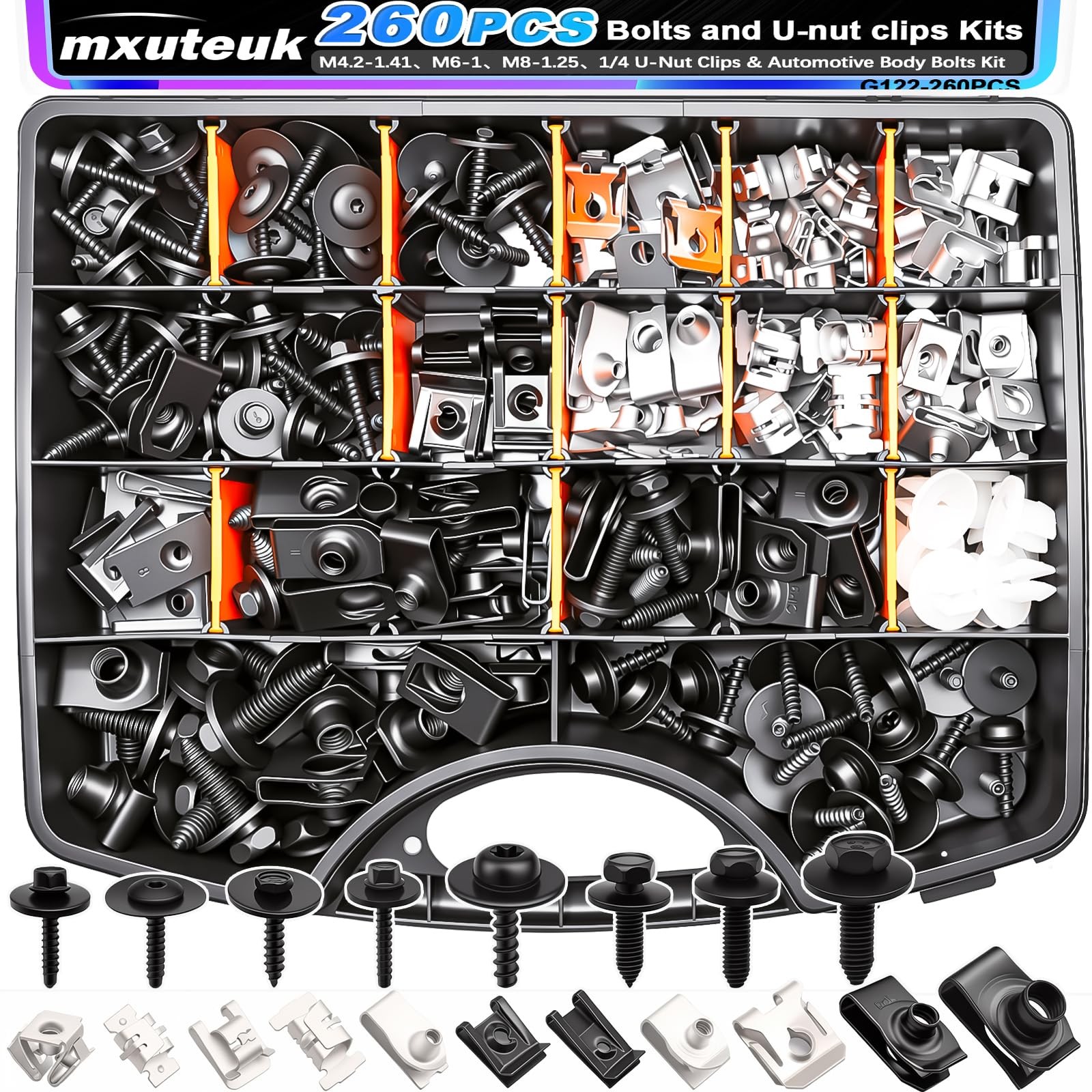 mxuteuk 260PCS UNut Clips & Automotive Body Fender Bolts Kit,for Most Cars Fe... mxuteuk 260PCS UNut Clips & Automotive Body Fender Bolts Kit,for Most Cars Fe...