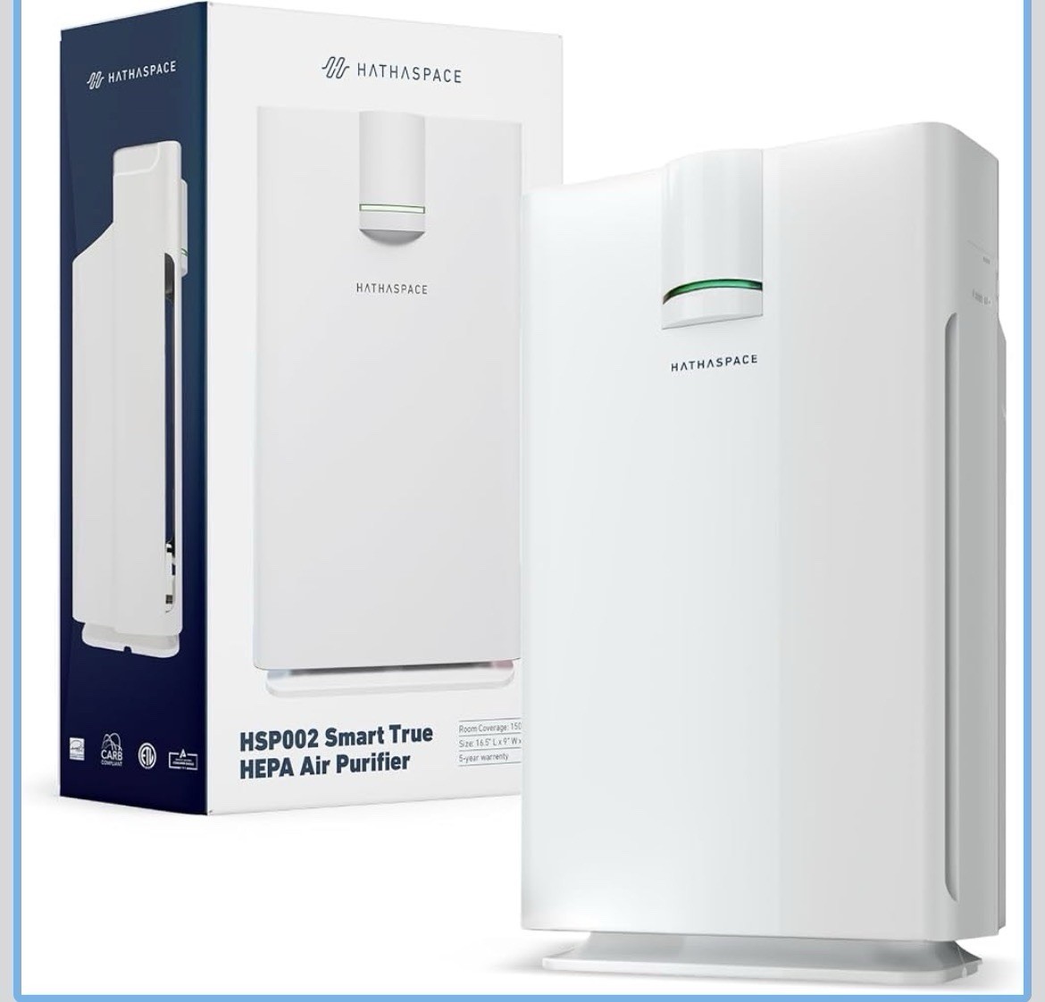 Hathaspace HSP002 Smart True HEPA Air Purifier Wi-Fi Alexa 150 sq ft White