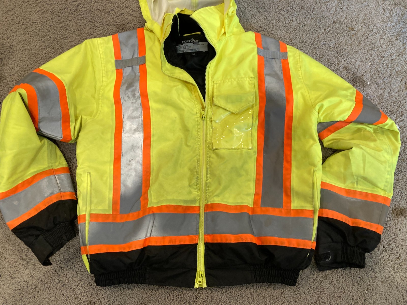 Portwest Size Medium Hi Vis High Visibility Yellow Safety Bomber Jacket Hood