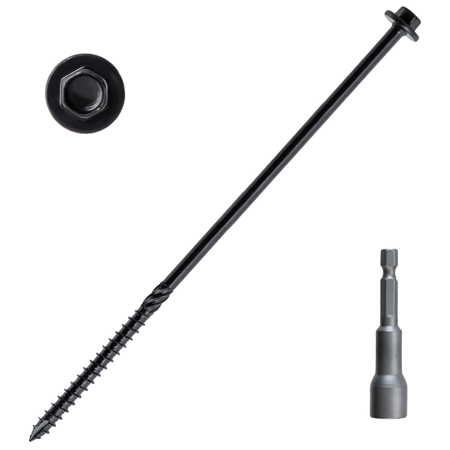 LIONMAX Structural Wood Lag Screws 10 Inch, 60-PCS, #14 X 10, Heavy Duty Rust Re