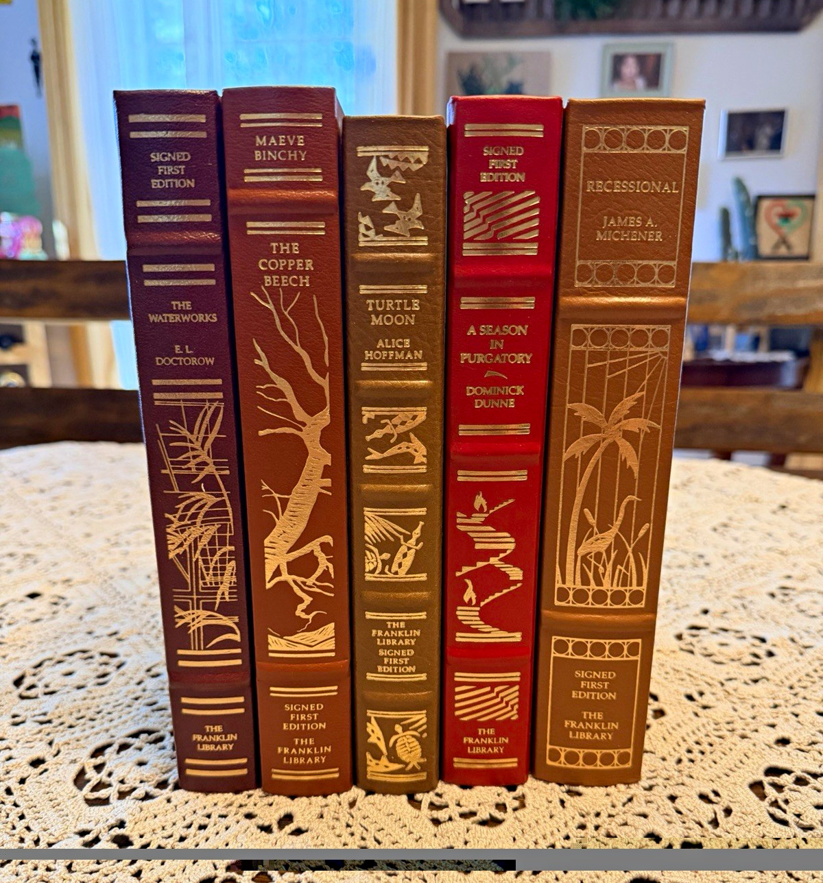 The Franklin Library Signed First Edition Leather Bound Hardcover Book Lot of 5