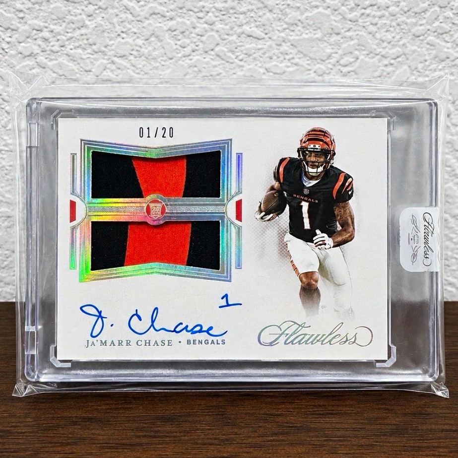 2021 Panini Flawless JA\'MARR CHASE True RPA Silver /20 BOOKEND 01/20 Patch Auto