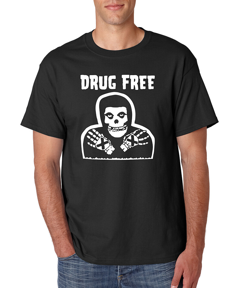 Misfits DRUG FREE T-Shirt Skull Horror Punk Rock Band Logo Concert USA Tour Tee Misfits DRUG FREE T-Shirt Skull Horror Punk Rock Band Logo Concert USA Tour Tee