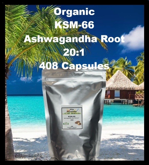 Vita Advantage KSM-66 Organic Ashwagandha Extract 20:1 9000mg,408 Veggie Caps Vita Advantage KSM-66 Organic Ashwagandha Extract 20:1 9000mg,408 Veggie Caps