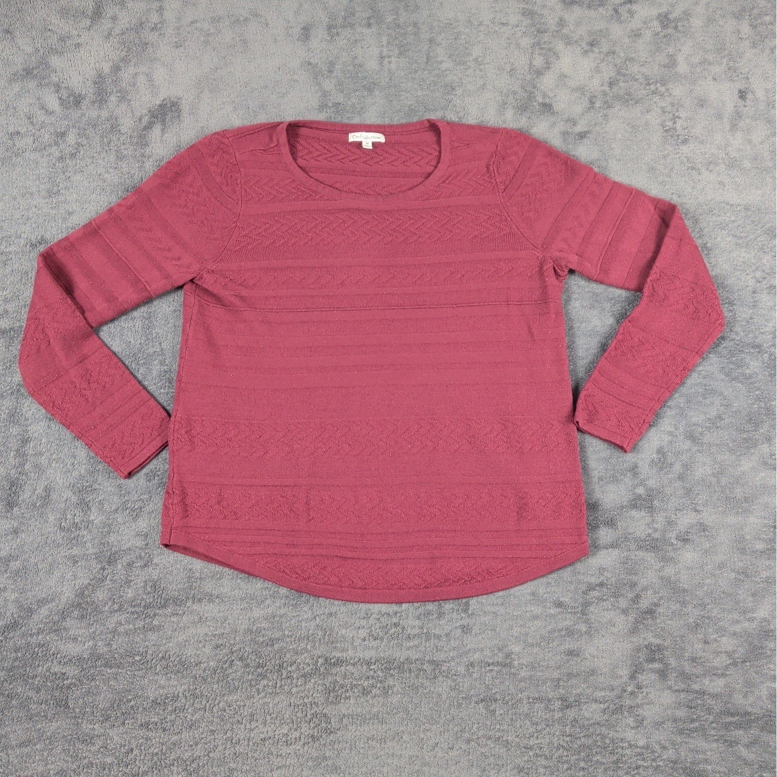 Croft & Barrow Womens Medium Red Knit Long Sleeve Crewneck Pullover Sweater