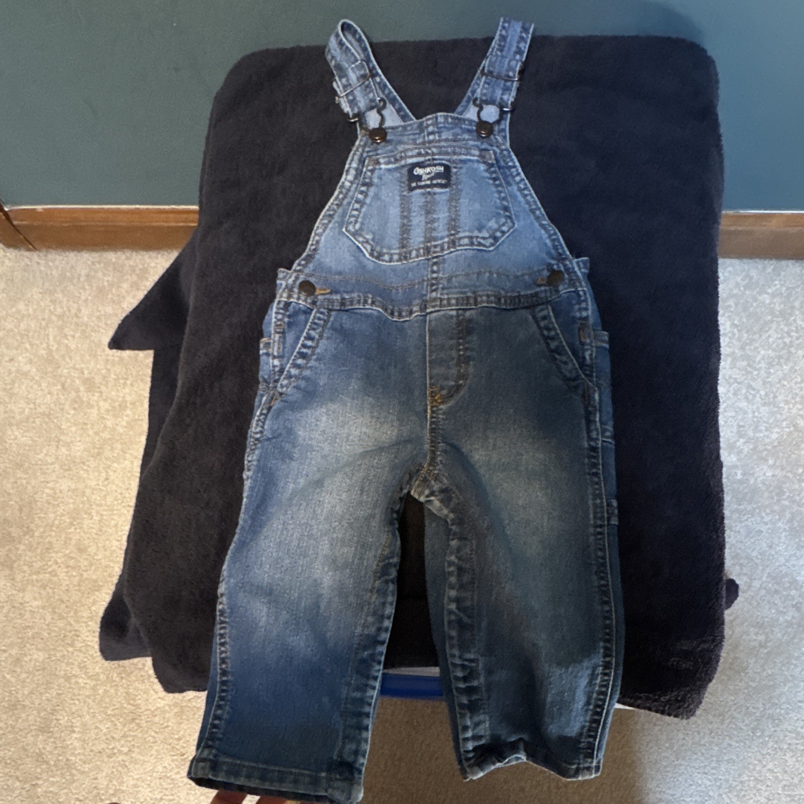 Oshkosh B\'Gosh Denim Overalls Unisex Size 18 Months Children Blue Jean