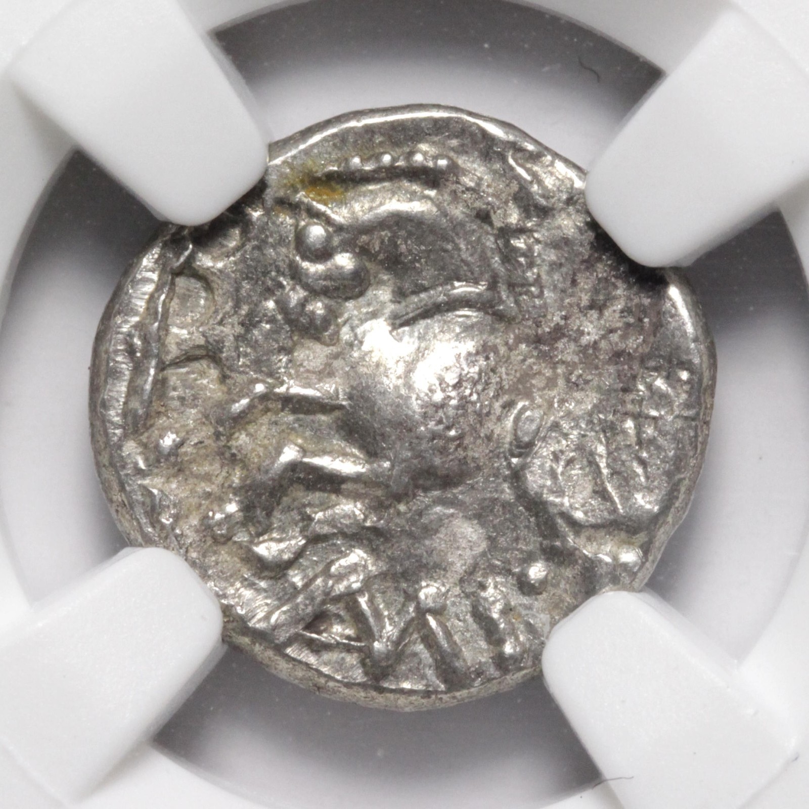 Ancient Celtic Horse Coin NGC XF 80BC Gaul Silver Quinarius Gallic Celts