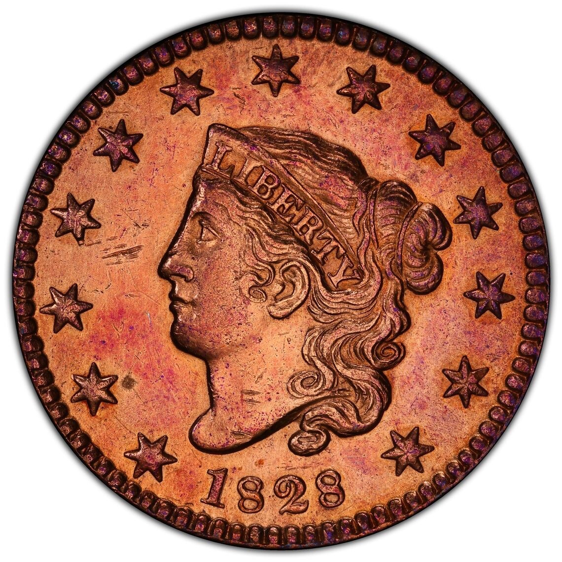 1828 1C Small Wide Date, Coronet Head Large Cent with Great Eye Appeal
