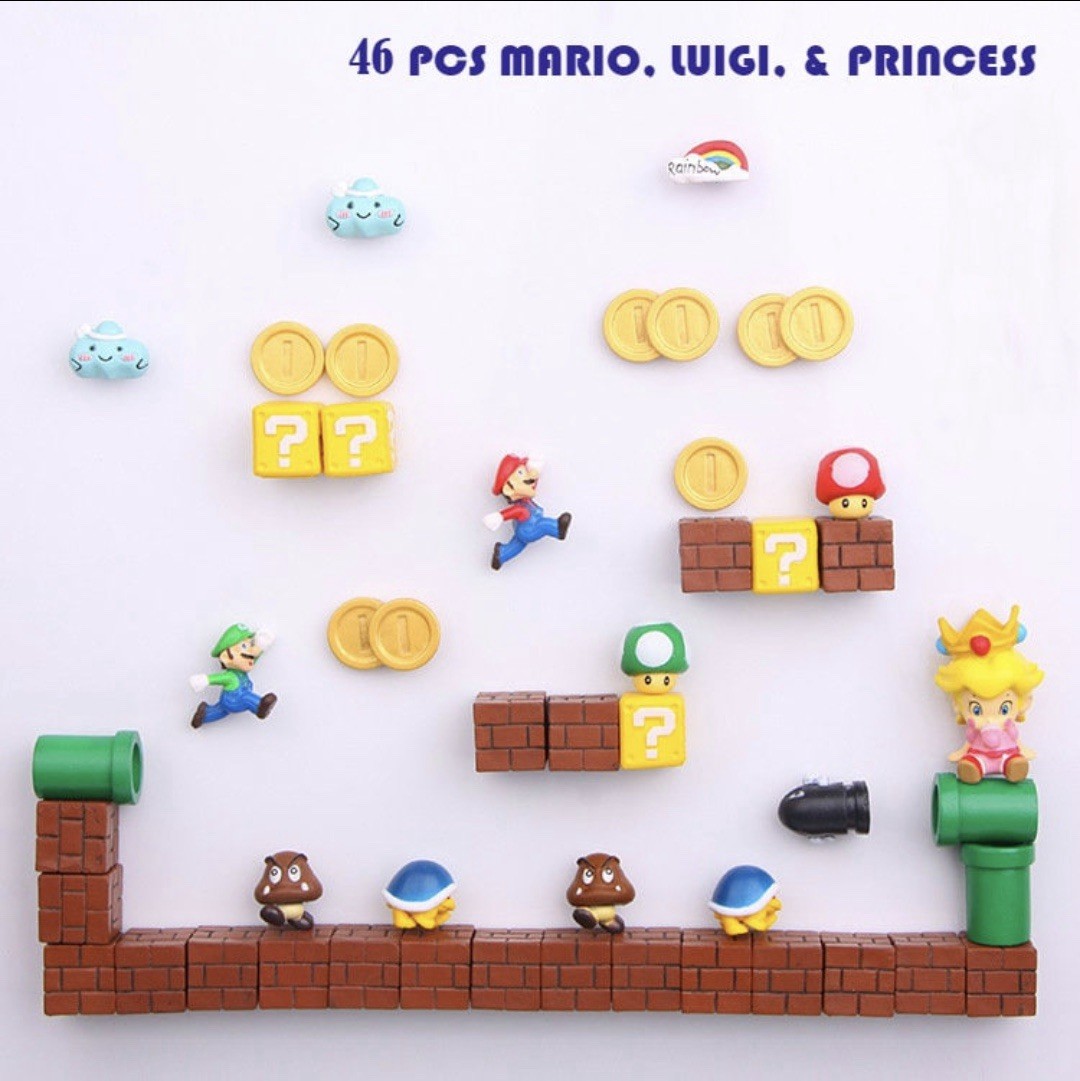 20 PCS Super Mario 3D Fridge Magnet Figures Set Refrigerator Decorations