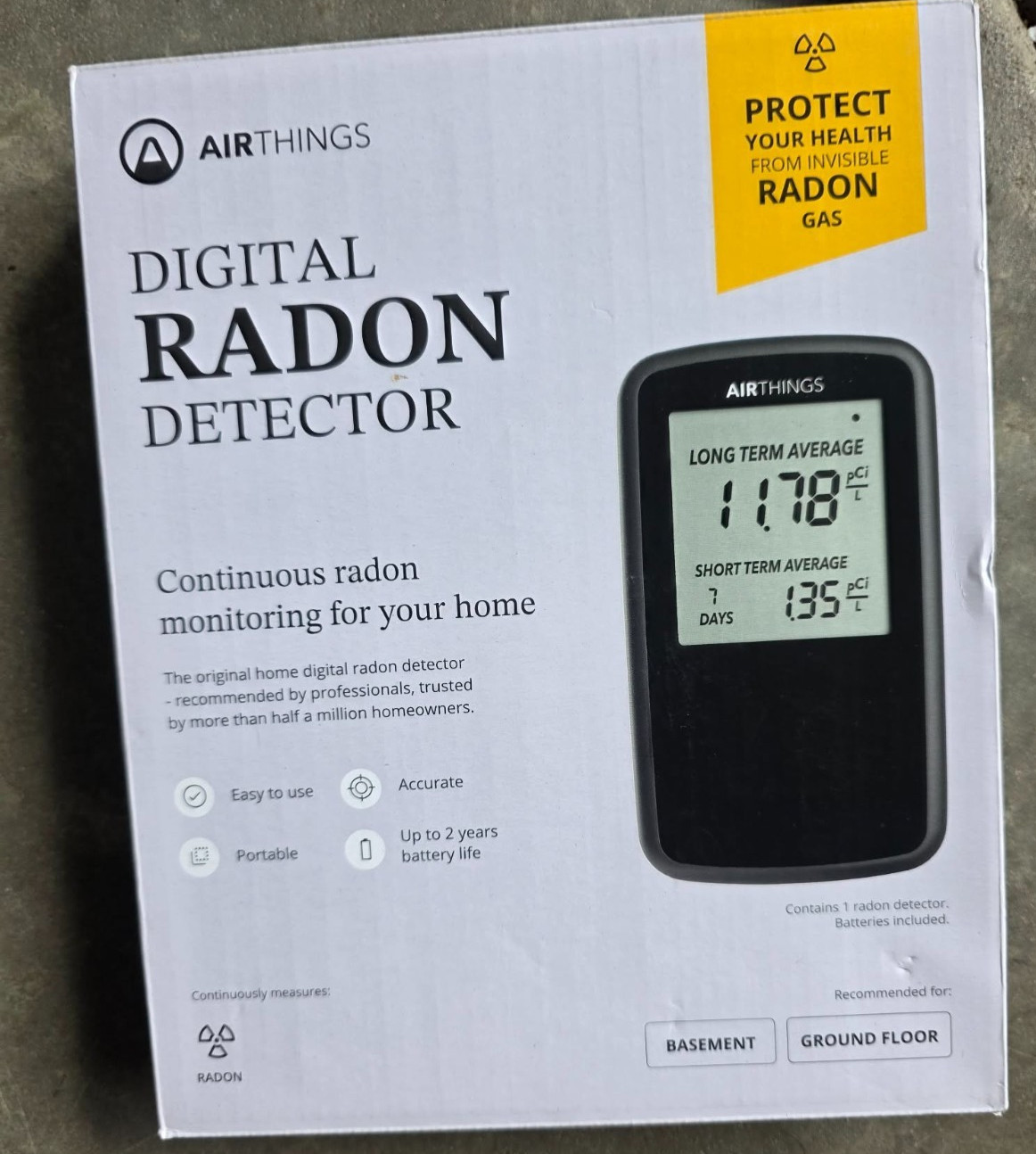 Airthings Digital Home Radon Detector, (Model 2350). Airthings Digital Home Radon Detector, (Model 2350).