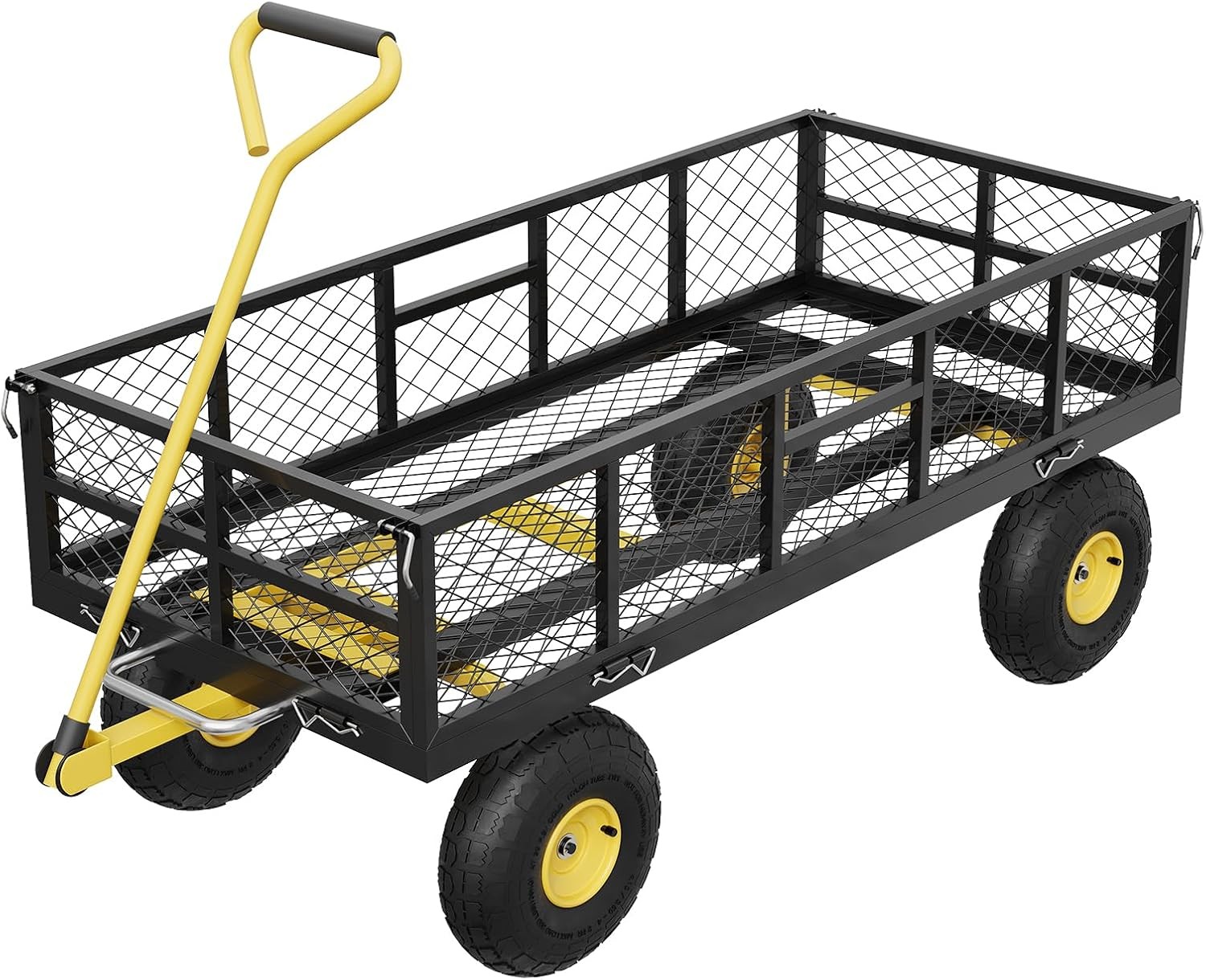 Heavy Duty Garden Cart Wagon 900lbs 2-in-1 Utility Yard Cart w/ Removable Sides