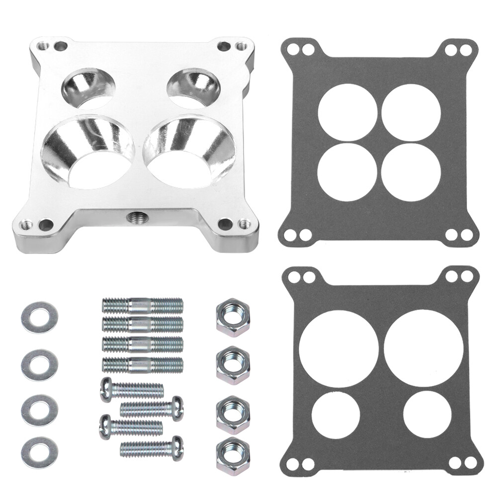 Aluminum Edelbrock Carburetor Adapter Plate 2696, Square to Spread Bore 0.850