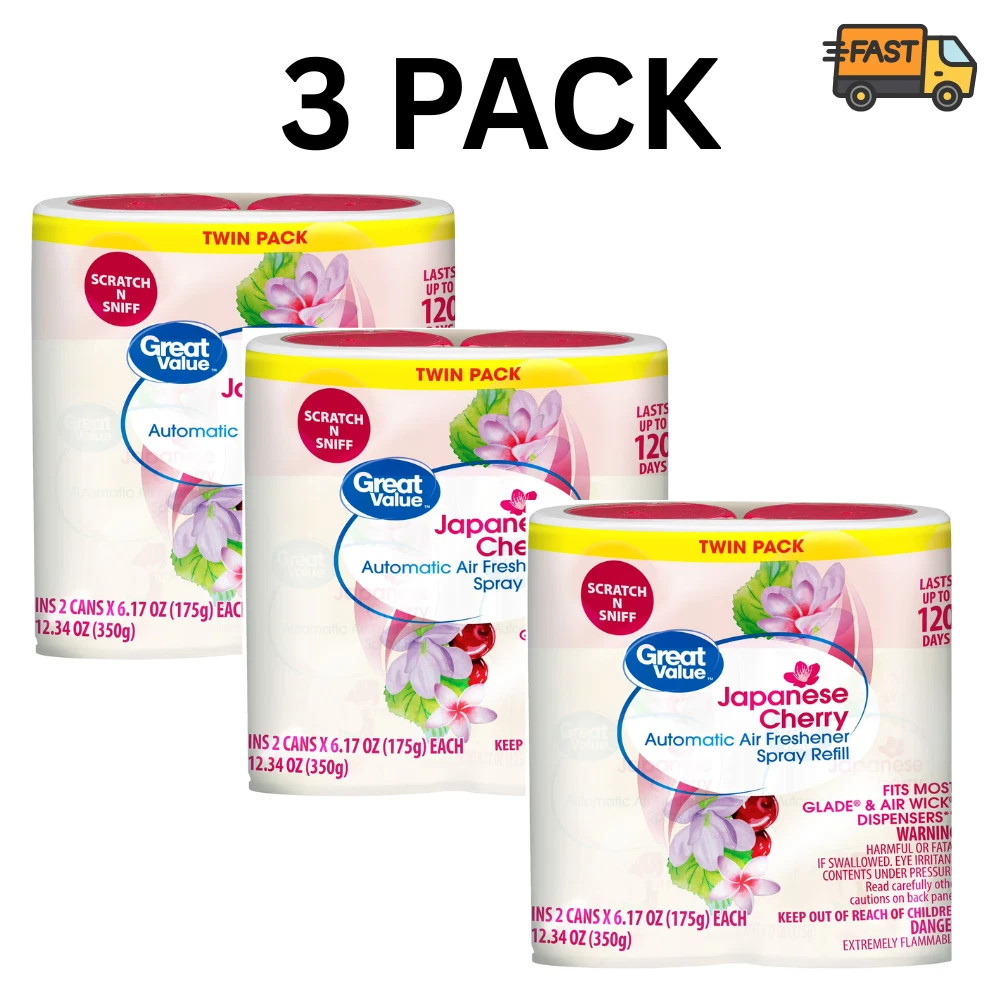 Great Value Cherry Blossom Air Freshener Spray Refill 6 Pieces 6.17 Oz