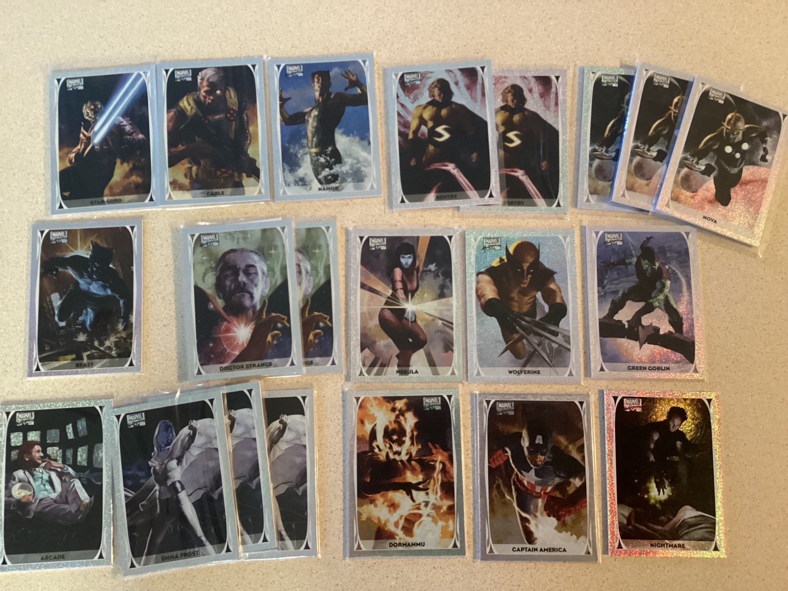 2020 Marvel Masterpieces Holofoil Near complete set 15 of 20 +Extras