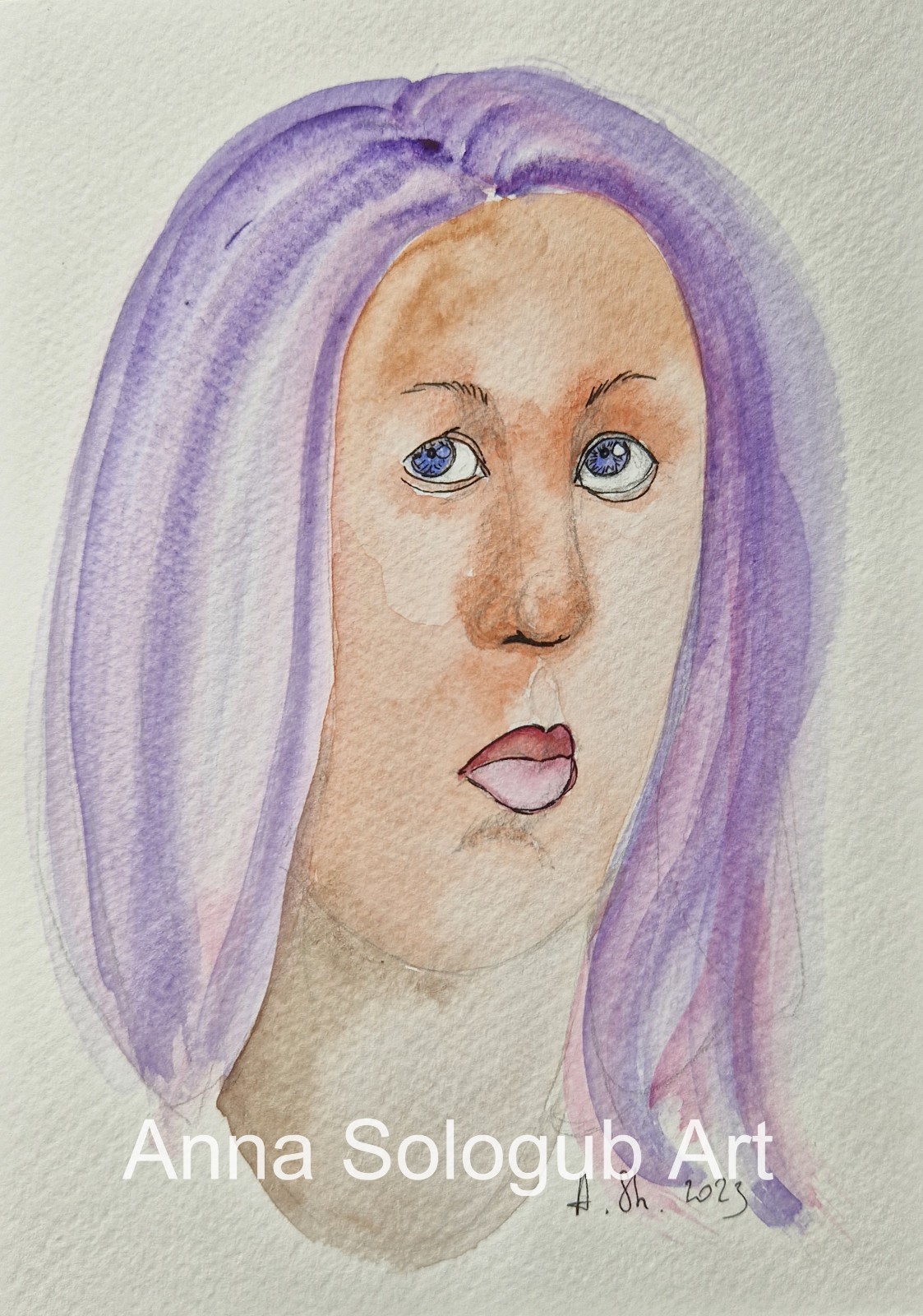 Original Watercolor Woman Portrait No. 87 – Small A5 Figurative Art