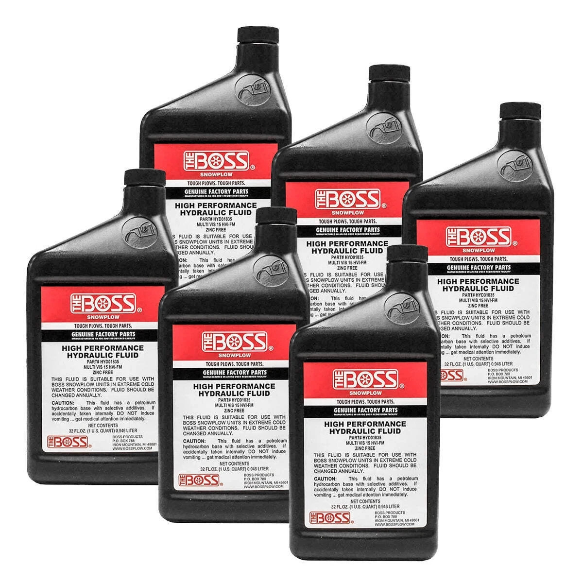 6PK Genuine OEM BOSS HYD01835 Hydraulic Fluid 1 Quart (Pack of 6) 6PK Genuine OEM BOSS HYD01835 Hydraulic Fluid 1 Quart (Pack of 6)
