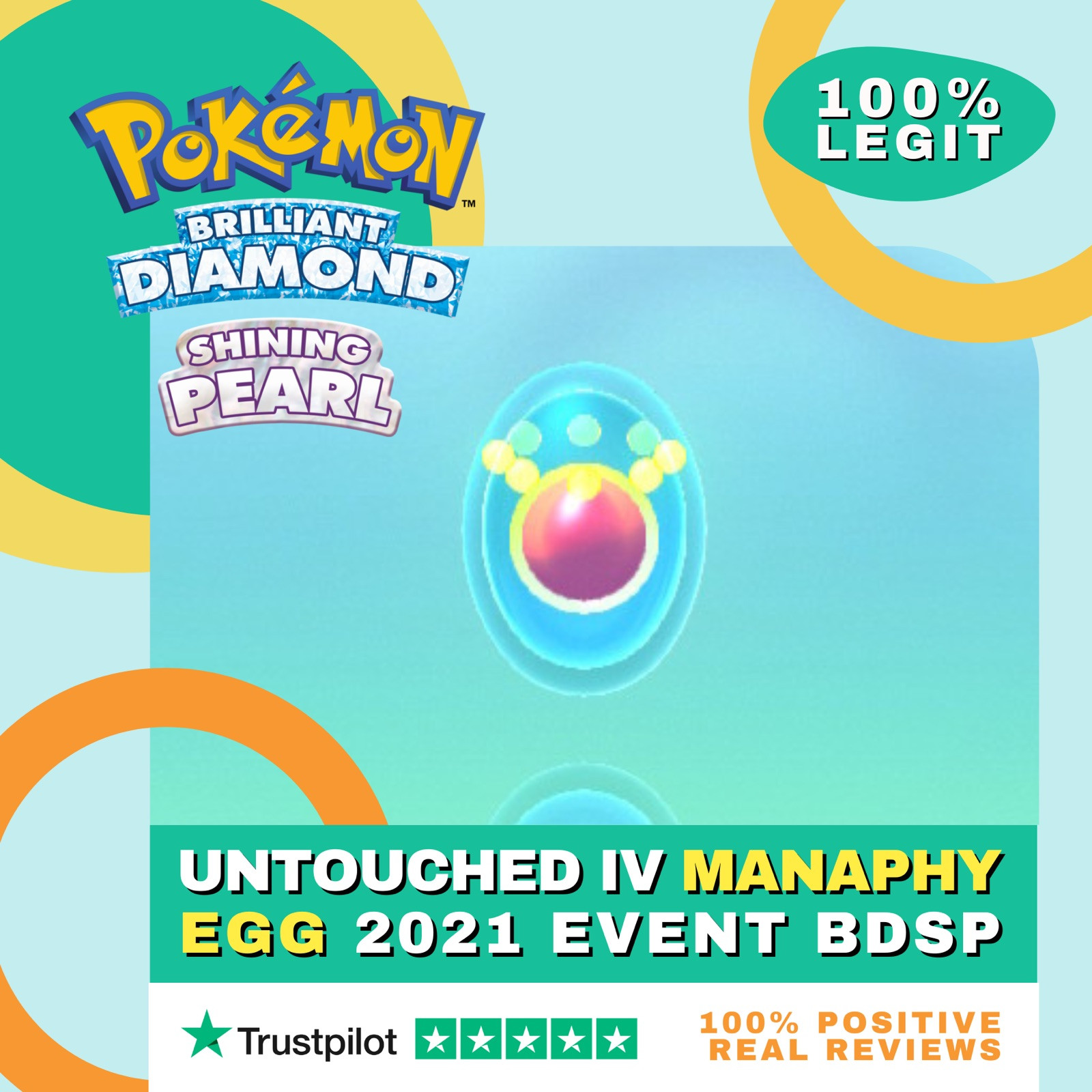 Untouched IV Manaphy Egg 2021 Event Pokémon Brilliant Diamond Shining Pearl