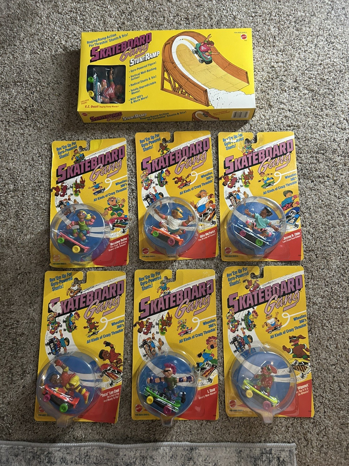 Vintage 1986 Mattel Skateboard Gang Skate Stunt Ramp 6pc complete rare w receipt