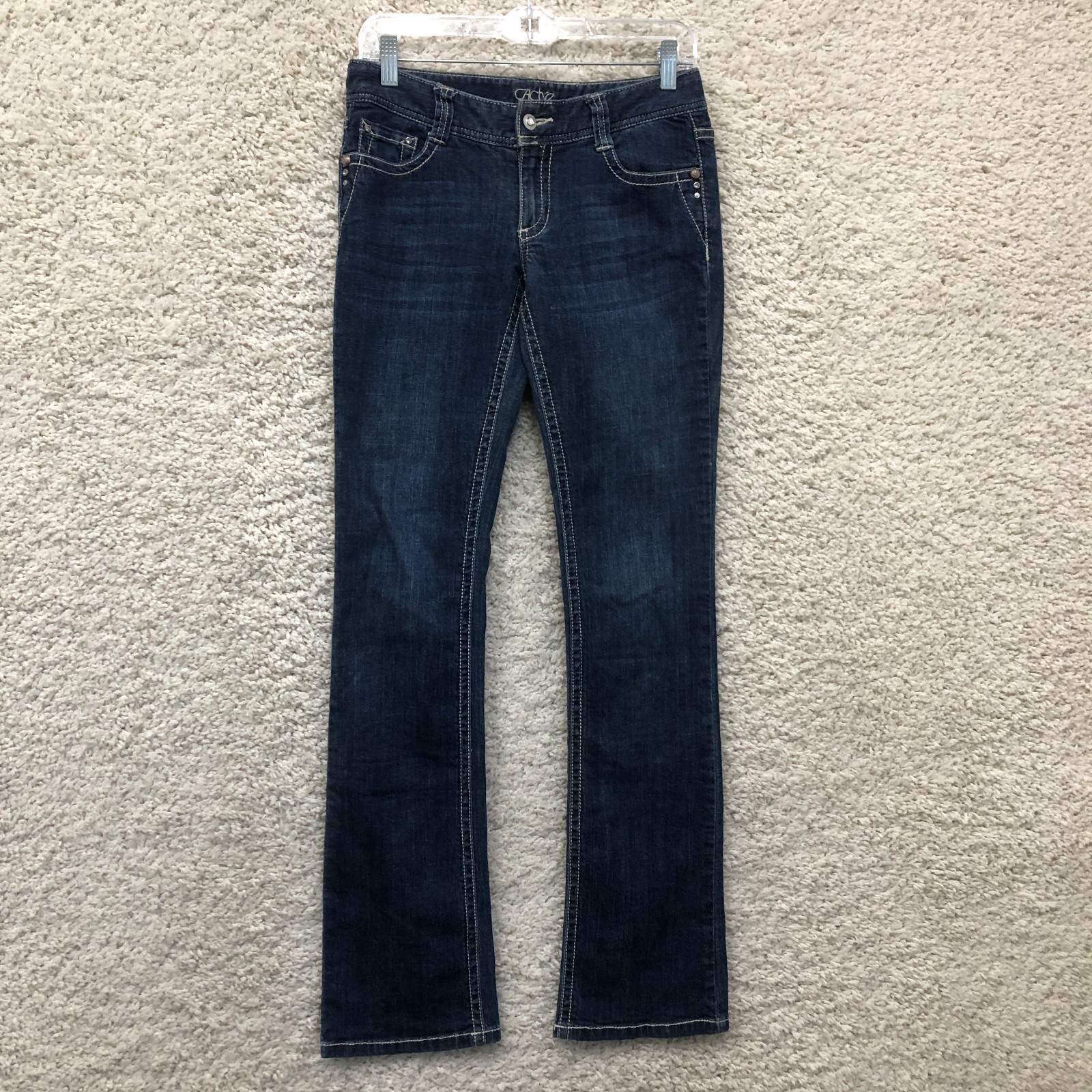 Cache Jeans 4 Women Blue Denim Boot Cut Low Rise Stretch Dark Wash Pocket Casual