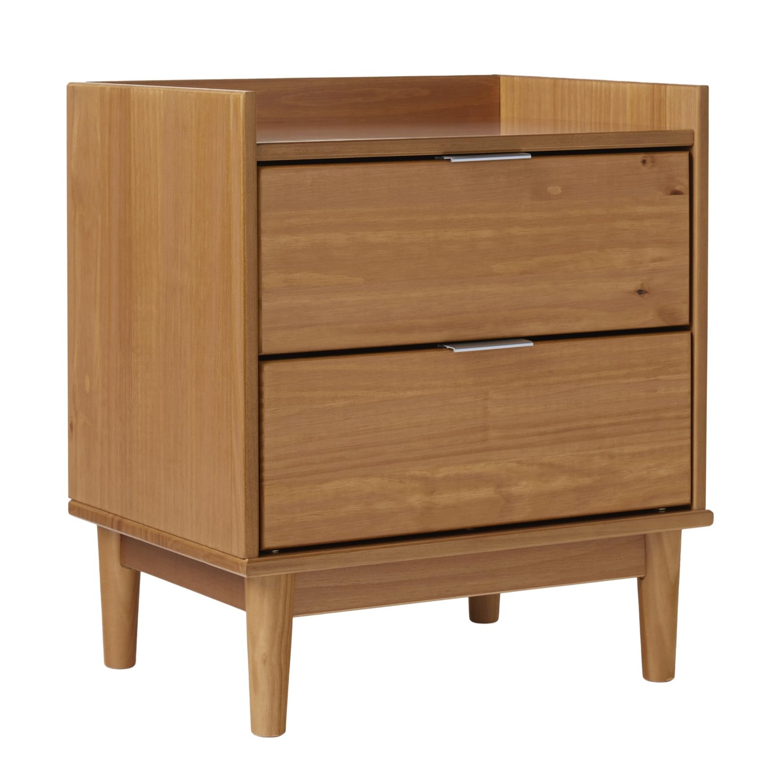 Walker Edison Lee Wood Nightstand 2 Drawer, Caramel, 20.25\