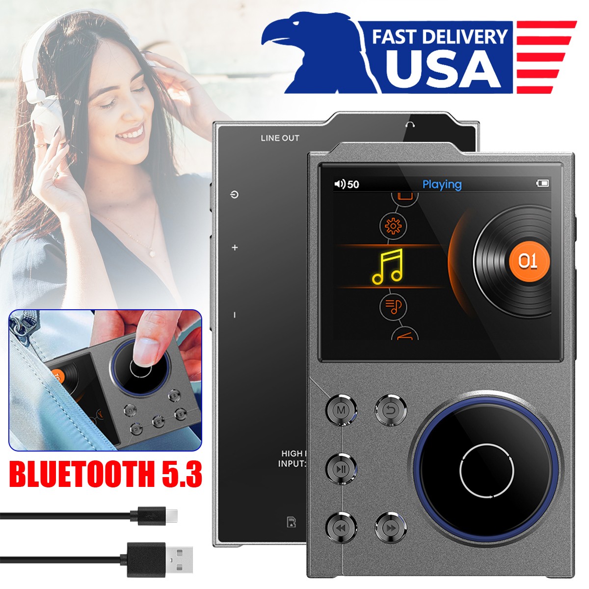 Bluetooth MP3 Player Hi-Fi Lossless DSD High Resolution Digital Audio Music Play