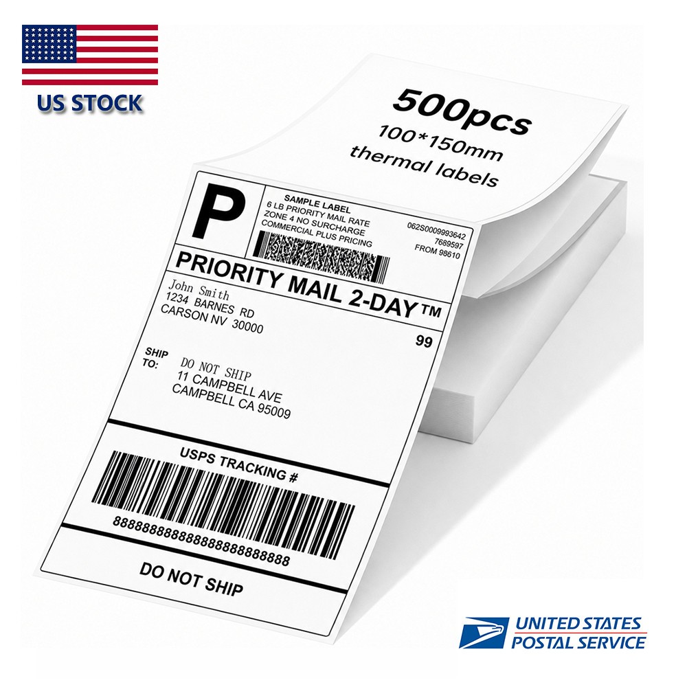 500PCS 4x6 Thermal Shipping Labels Foldable Any Prints Thermal LabelmPaper