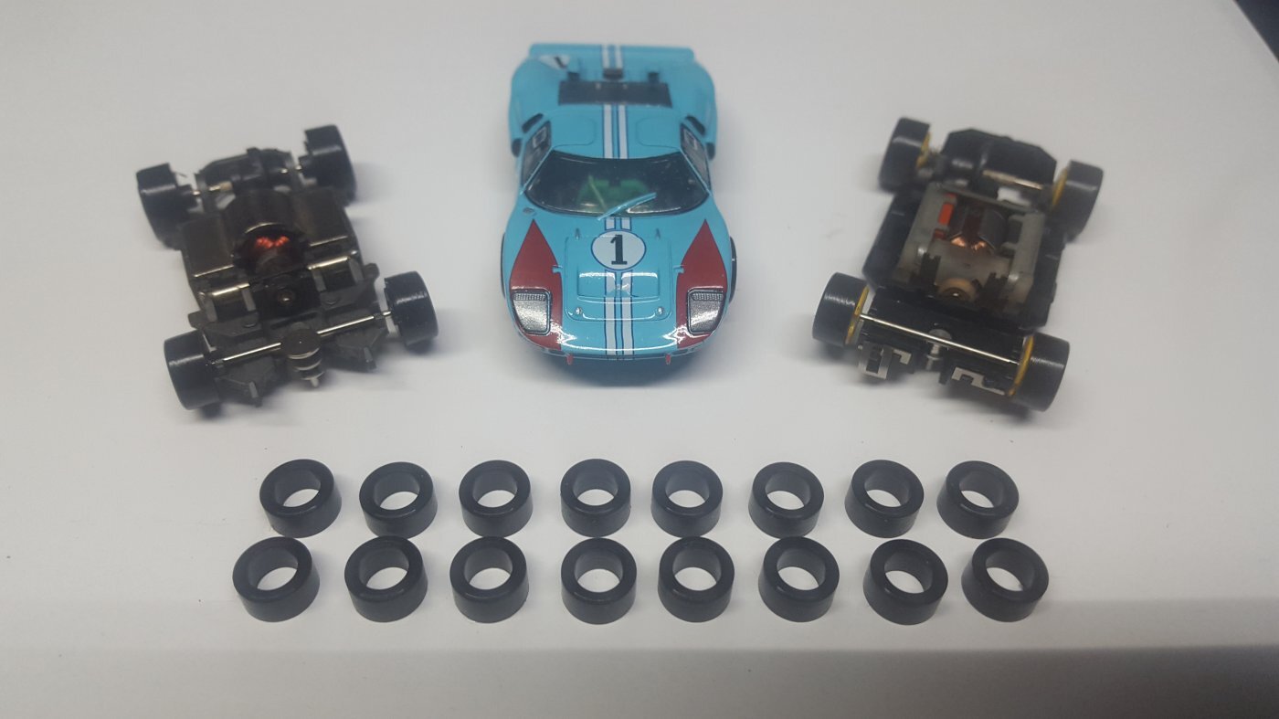 .375 16 Tyco Magnum Mega G+ Life Like Front Slot Car Tires Black Silicone C1
