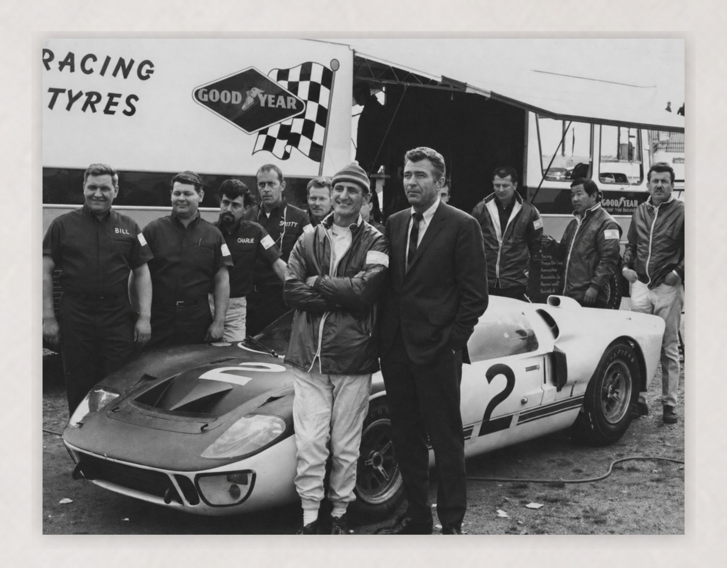 11X8.5 1966 FORD GT40 MKII LE MANS TRIALS KEN MILES CARROLL SHELBY REPROD PRINT