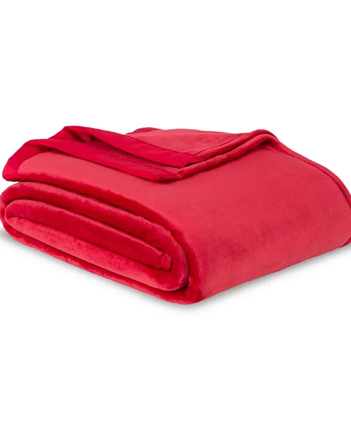 BERKSHIRE Classic Velvety Plush Deep Redwood, FULL/QUEEN Blanket Satin Binding