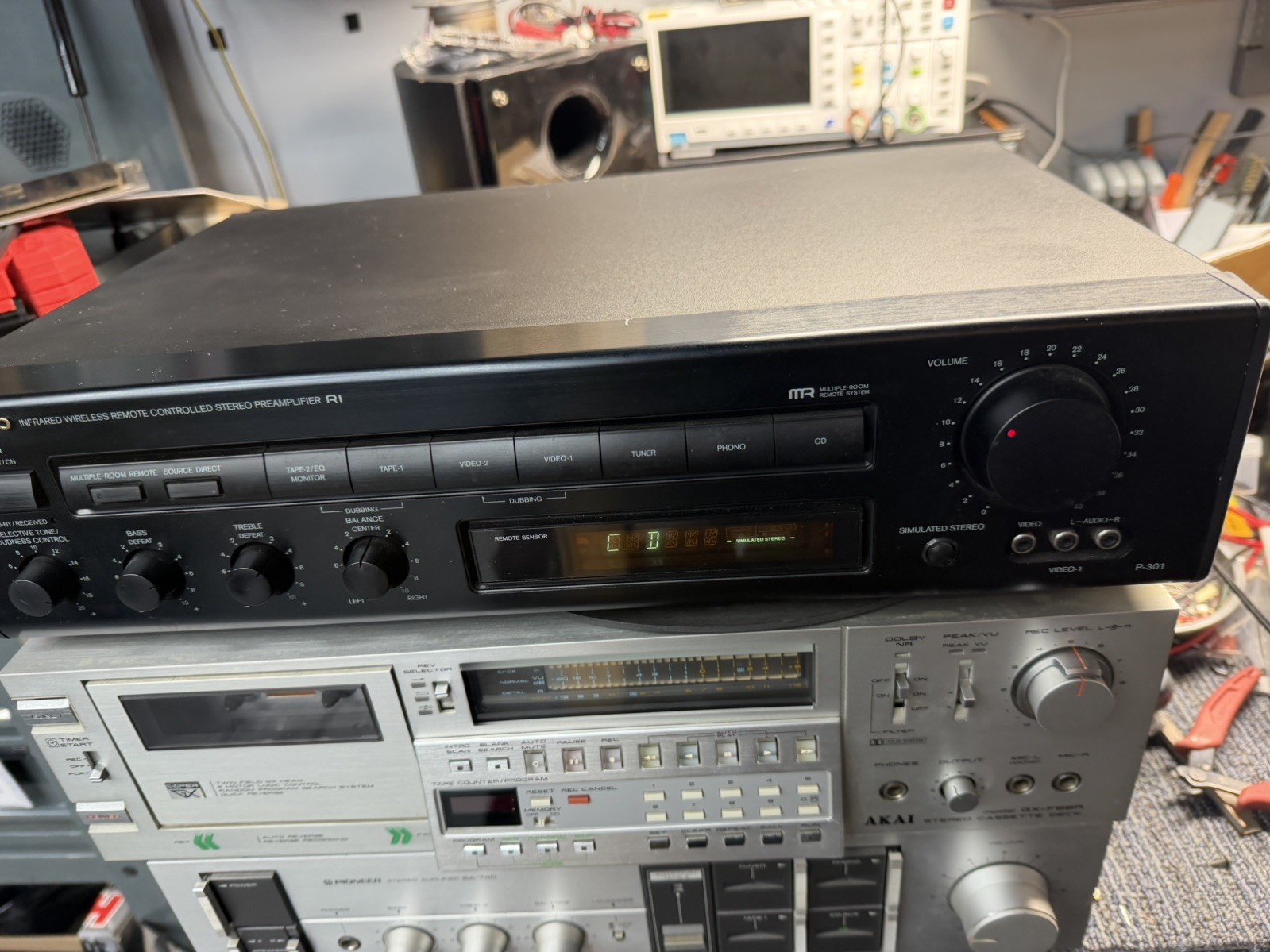 Vintage Onkyo P-301 WITH REMOTE Stereo Preamplifier Preamp Phono Video bundle