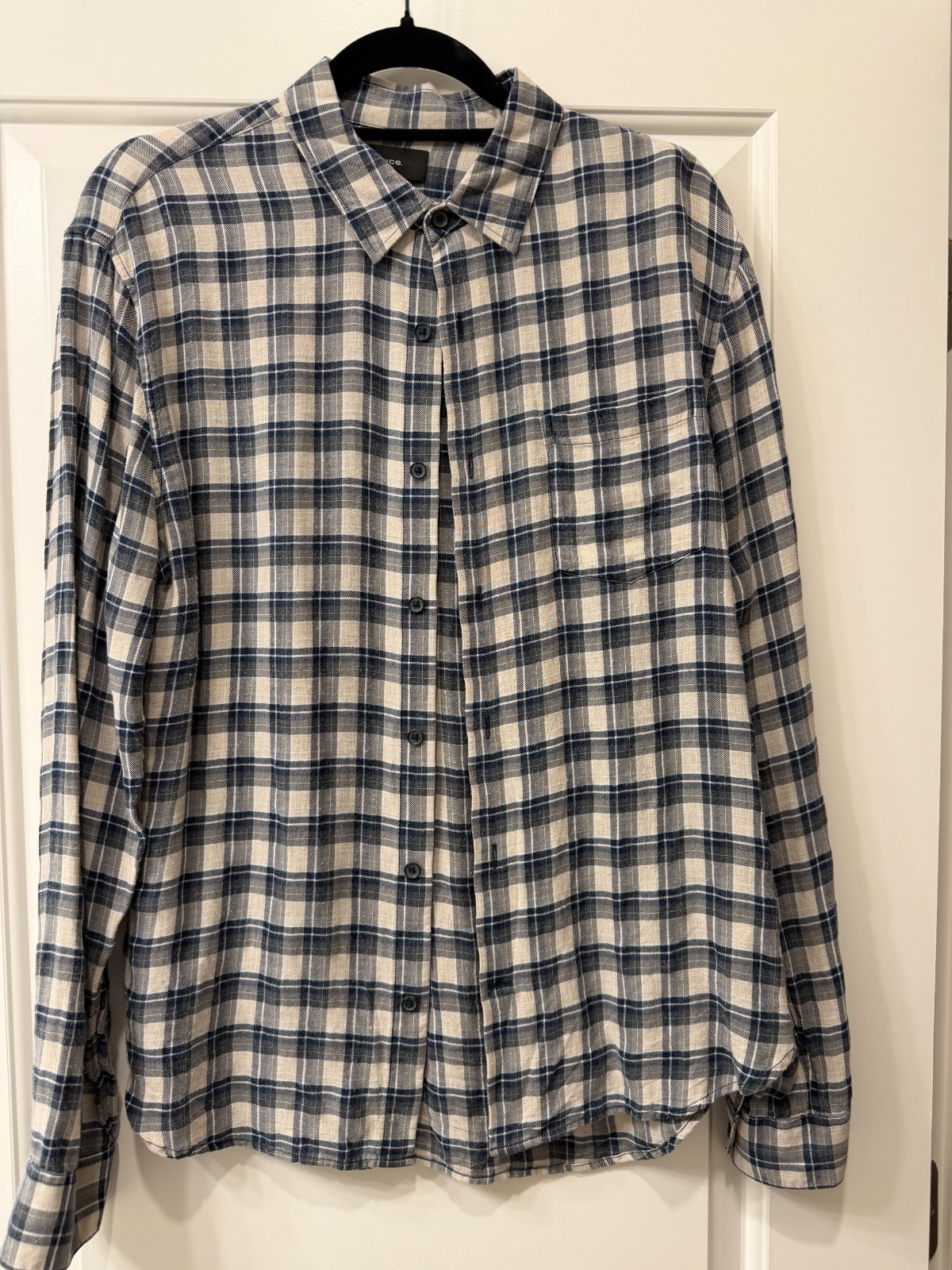 Vince Men’s Plaid Button-Up Shirt – Size Medium
