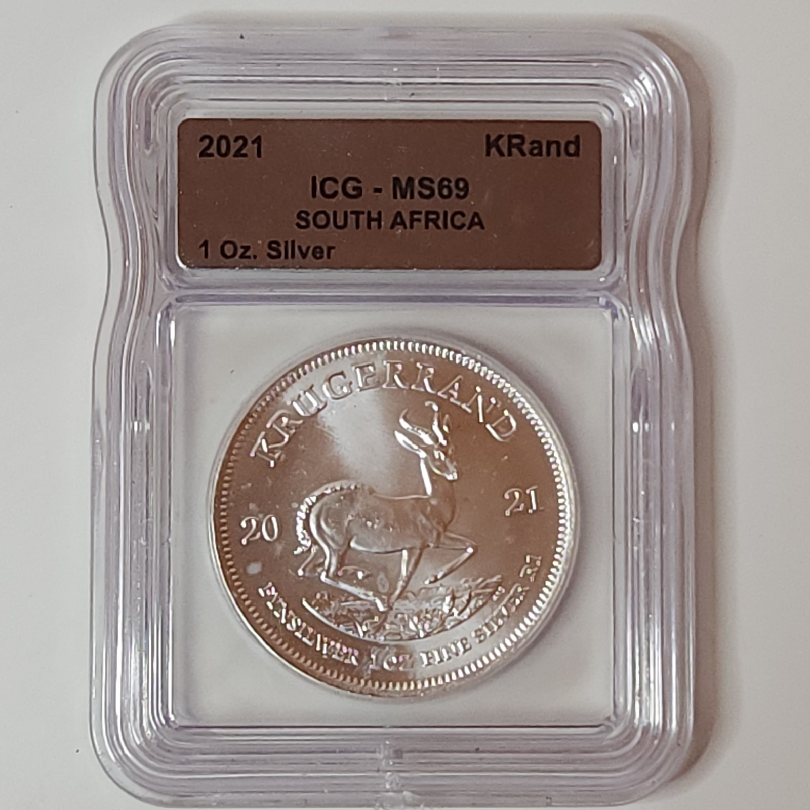 South African Mint 2021 Krugerrand 1 oz .999 Silver KM#254 ICG MS69