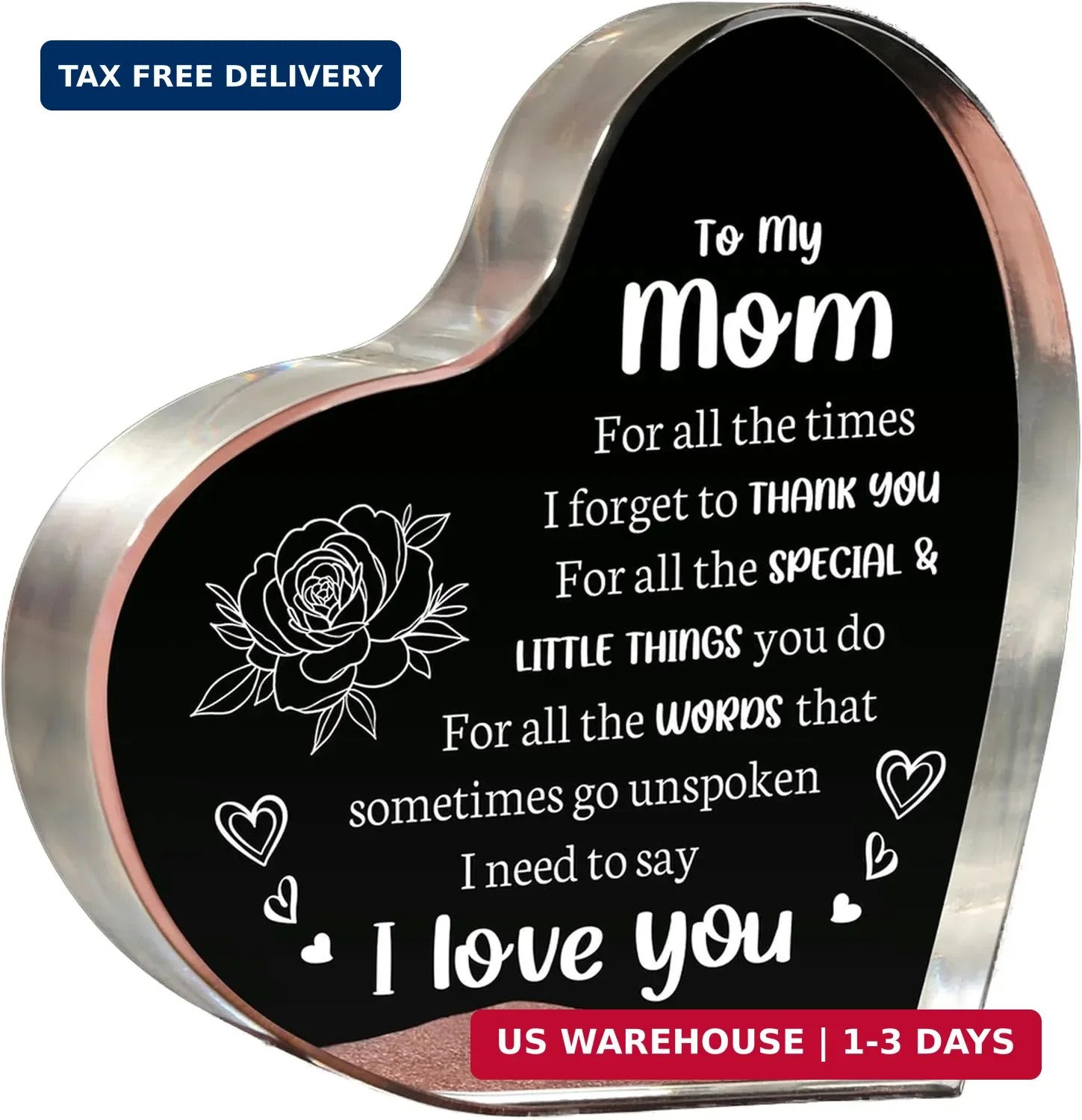 Gifts for Mom, I Love You Mom Acrylic Plaque - Birthday Gifts for Moms from Daug