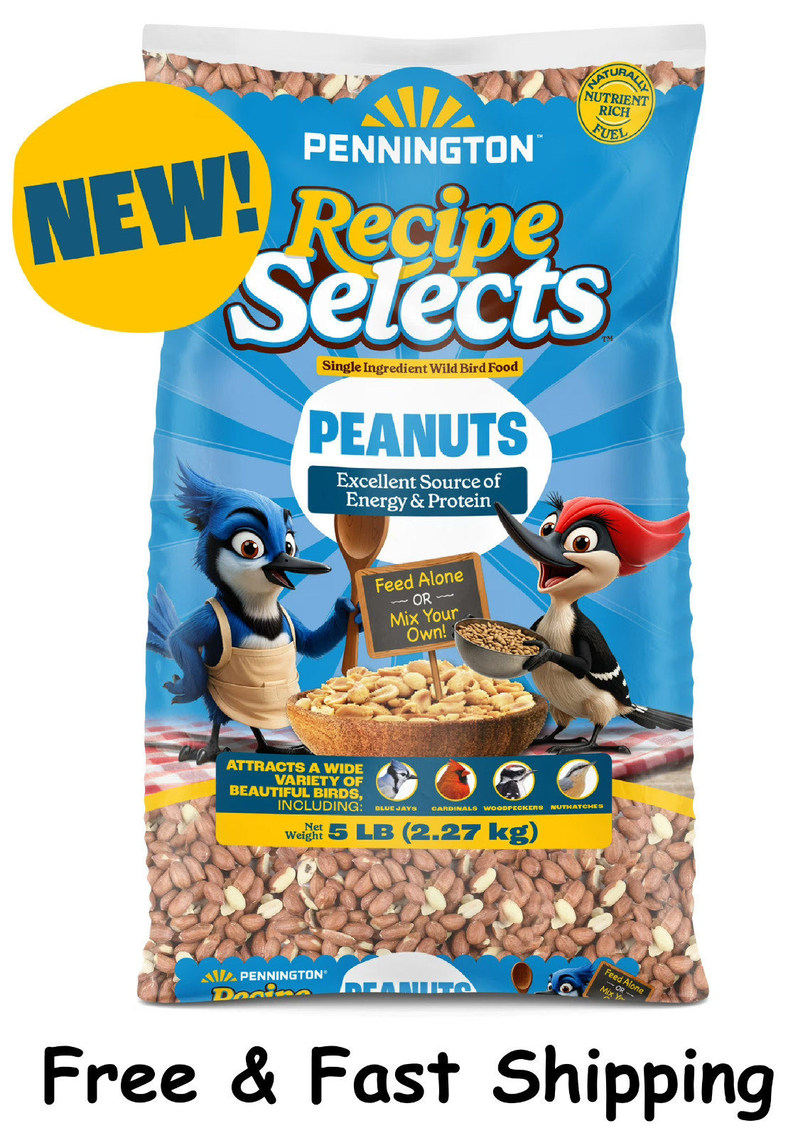 Pennington Shelled Peanuts Wildlife and Wild Bird Food, 5 lb. Bag, 1 Pack, Dry