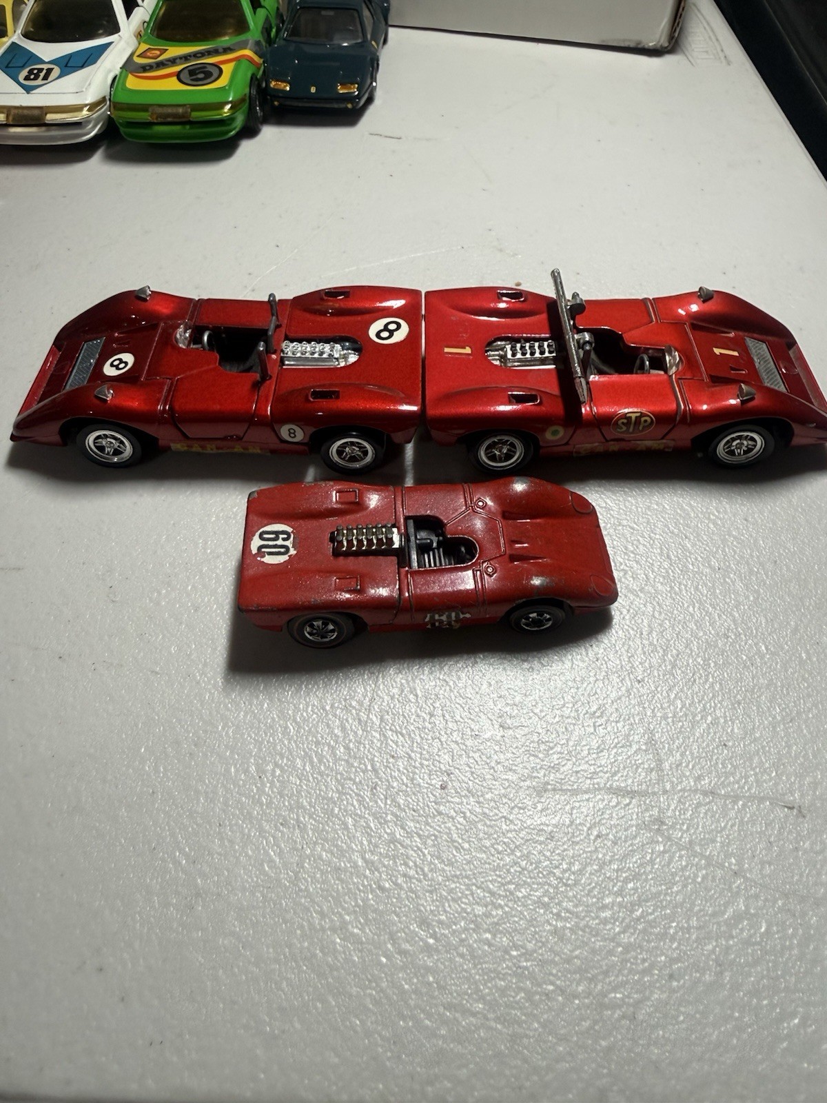 Vintage Hot Wheels Ferrari Lot 3 Cars 1969 312P Redline + Mebetoys Can-Am Italy Vintage Hot Wheels Ferrari Lot 3 Cars 1969 312P Redline + Mebetoys Can-Am Italy