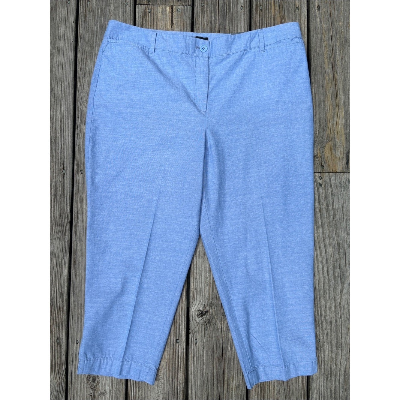 TALBOTS | Chambray Blue Heritage Preppy Coastal Chic Perfect Crop Pant Size 16P