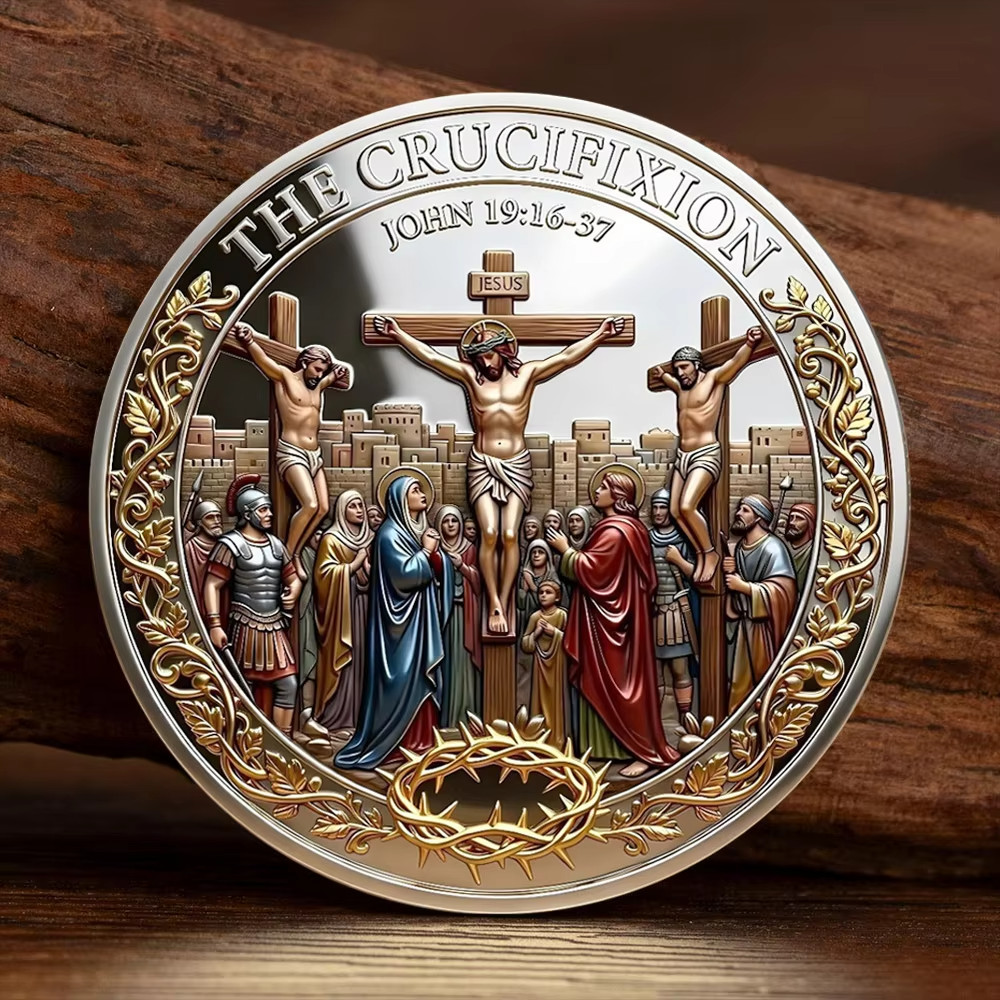 Christian Crucifixion Resurrection Coin Jesus Christ John 19:16-37 Religious Christian Crucifixion Resurrection Coin Jesus Christ John 19:16-37 Religious