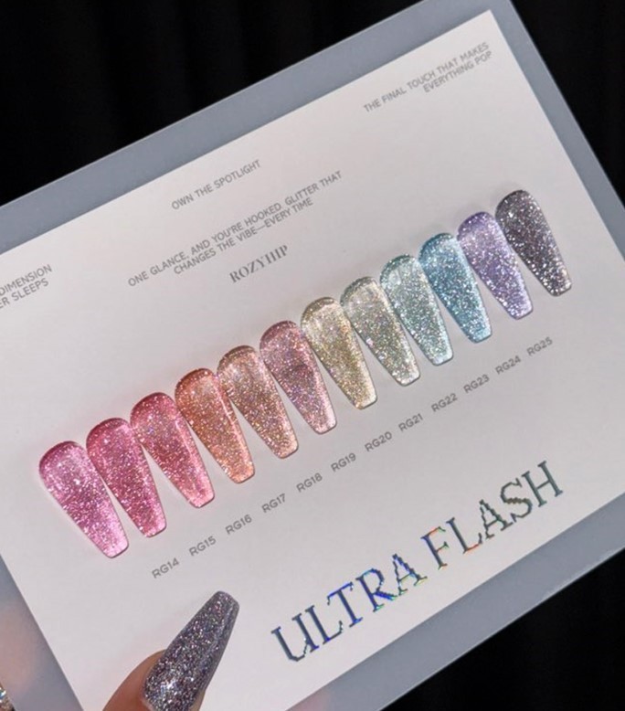 ROZYHIP Ultra Flash Reflective Glitter Gel 12pc Set 10ml Korean Nail