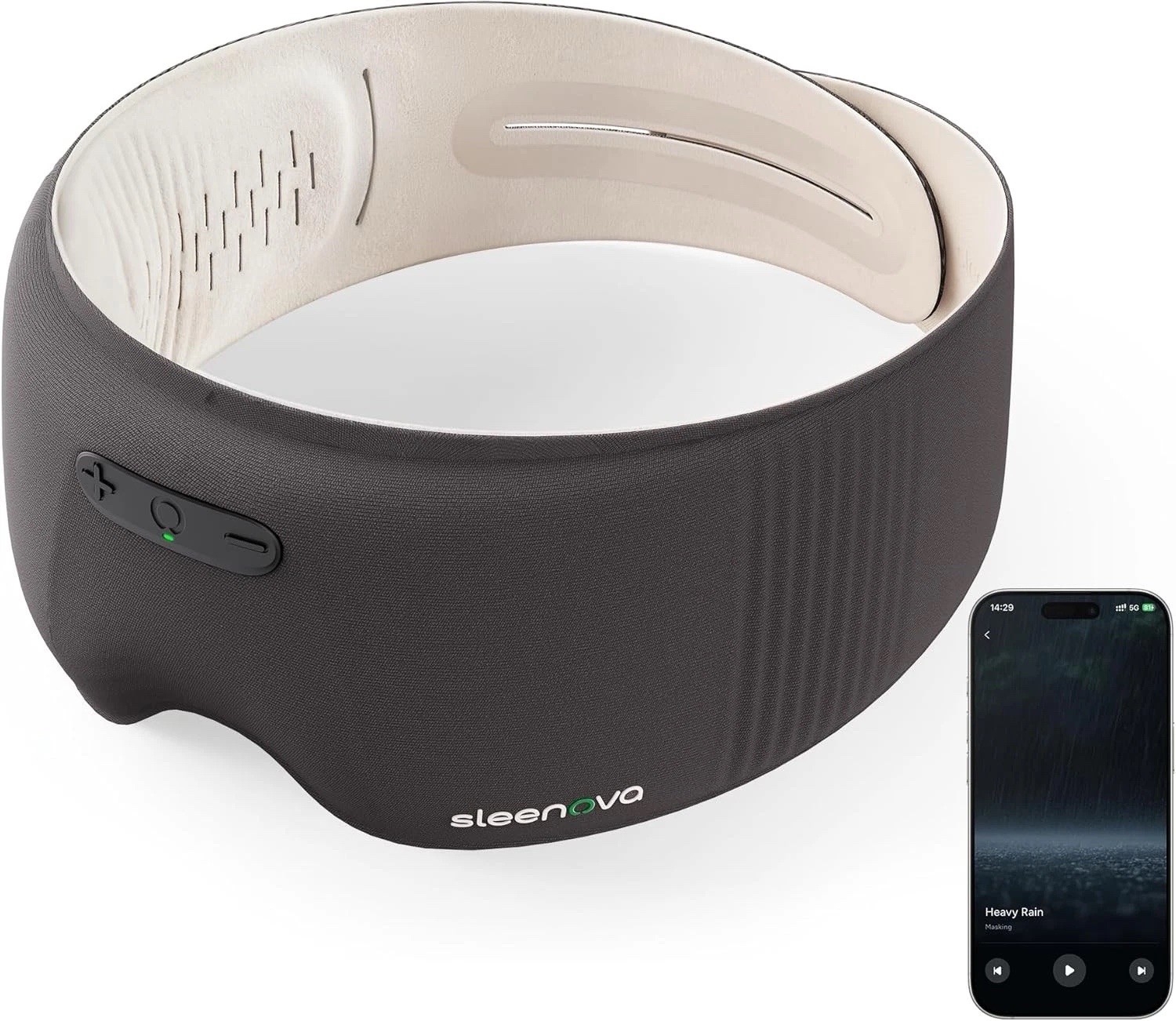Sleenova Bluetooth Sleep Eye Mask Side Sleeper Headphones Offline Audio Black