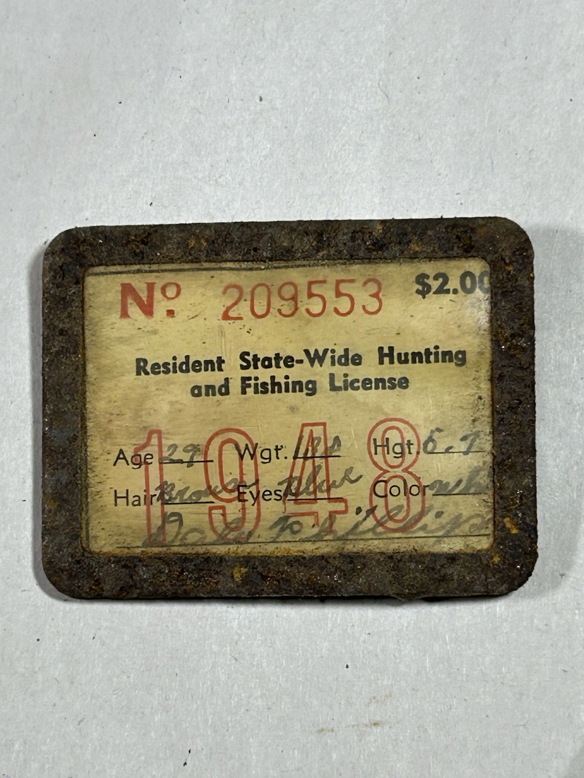 Vintage 1948 Fishing Hunting License Permit  Newark NJ Resident State Wide