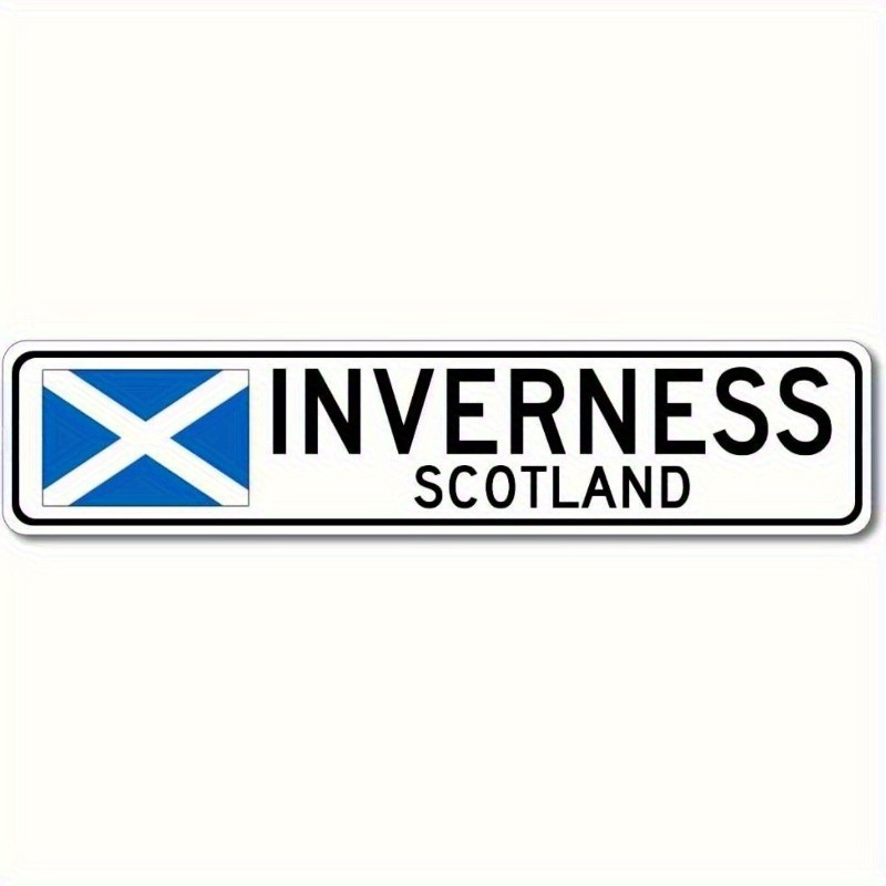 Inverness Scotland Metal Sign With Scottish Flag Wall Art Hanging Decoration