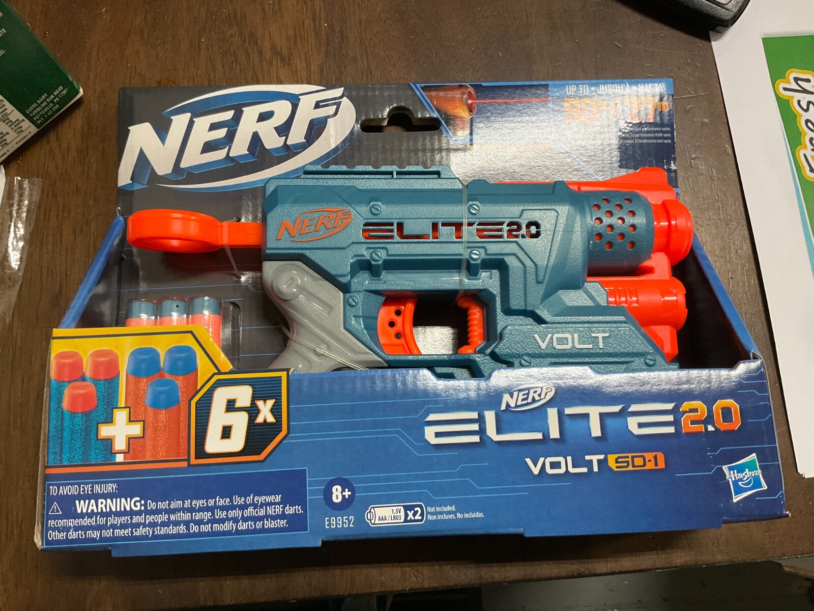 NERF Elite 2.0 Volt SD-1 Blaster, 6 Darts, Light Beam, Travels Up To 90 ft New