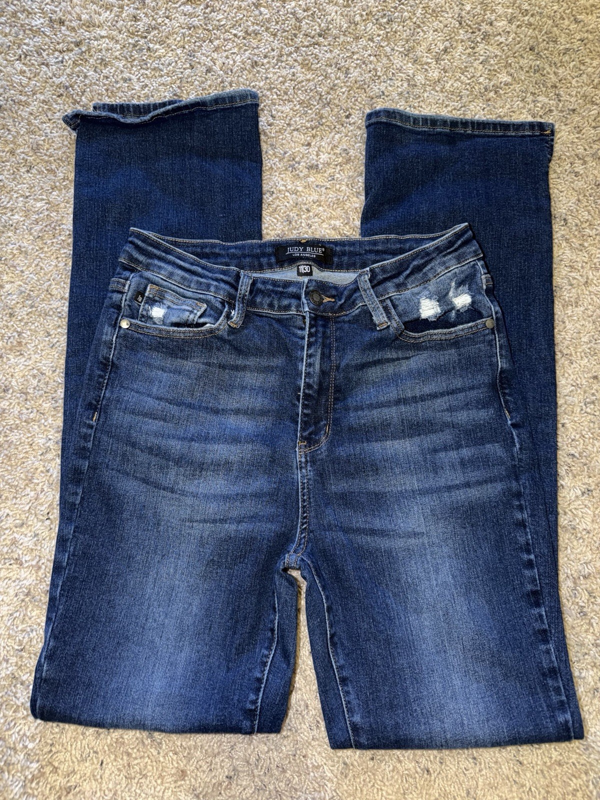 Judy Blue Women\'s Medium Wash Bootcut Jeans Stretch Distressed 5-Pocket