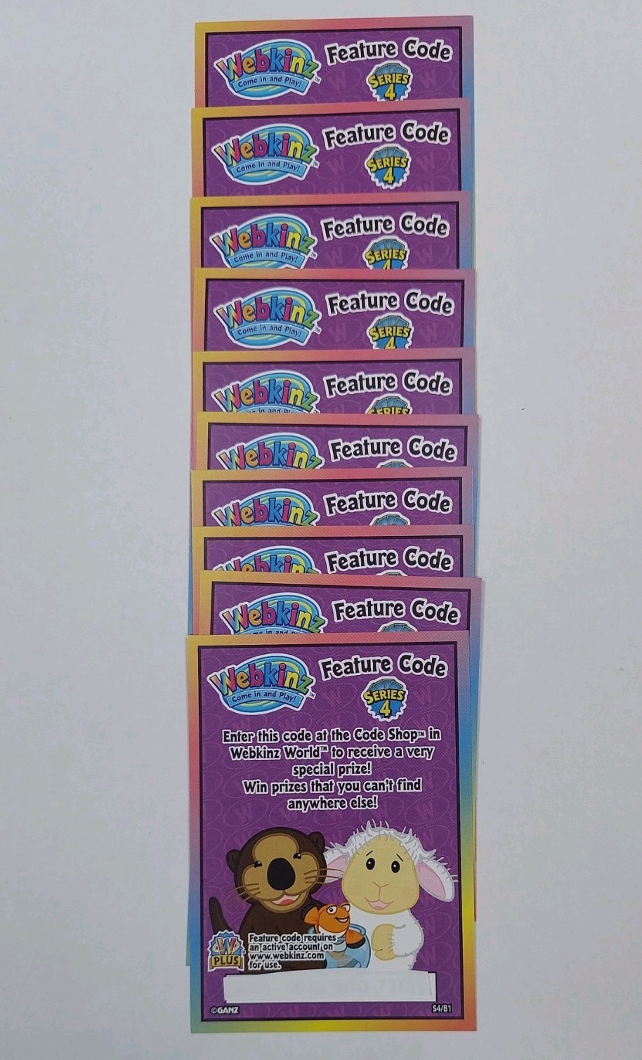 Webkinz Feature Code Series 4 Lot of 10 Feature Codes S4/B1 Ganz