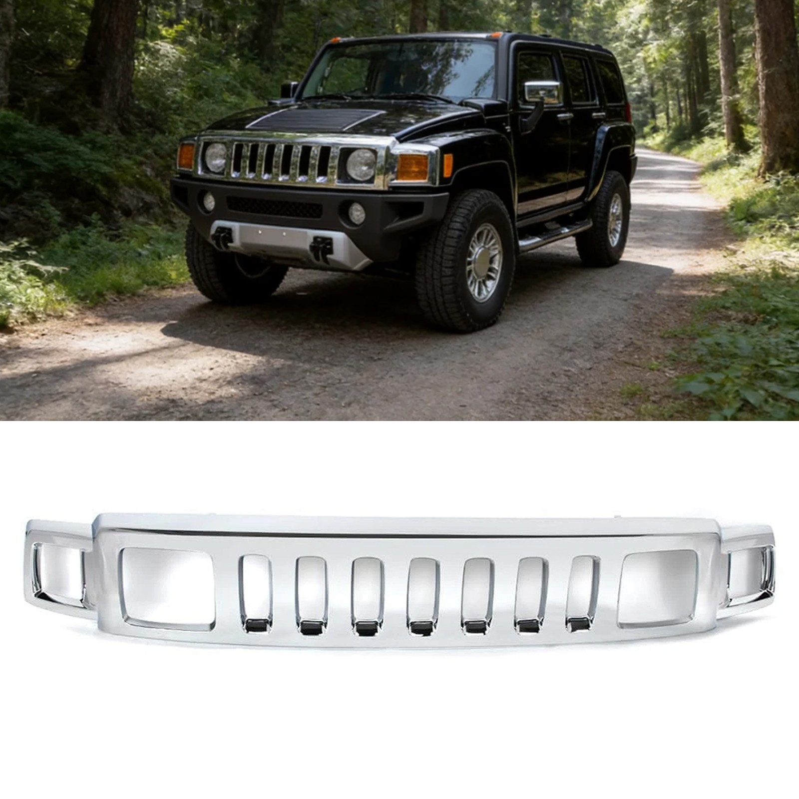 For Hummer H3 2006 2007 2008 2009 2010 Front Chrome Grille Grill Assembly New