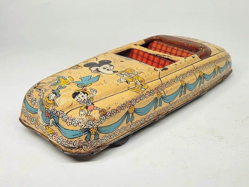 Vintage Marx Walt Disney Parade Car Tin Litho Wind Up Mickey Donald 11” Parts
