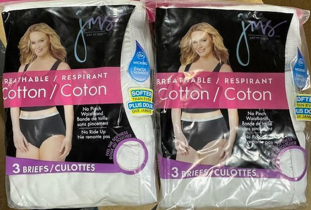 6 Pack Hanes Just My Size JMS Womens Cotton Brief Panty White Size~ 10 / 3XL NWT