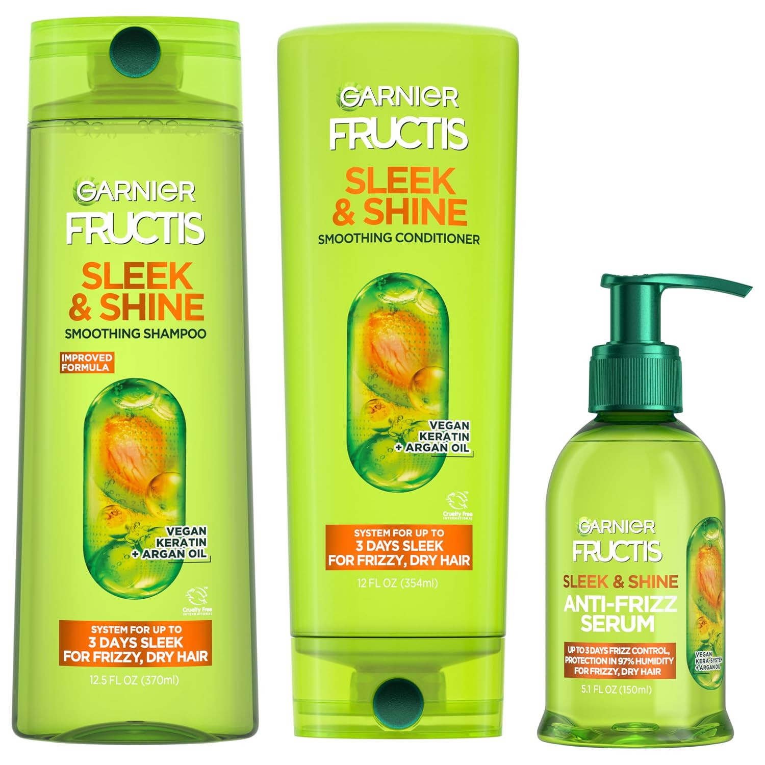 Garnier Fructis Sleek & Shine Shampoo and Conditioner + Anti-Frizz Serum